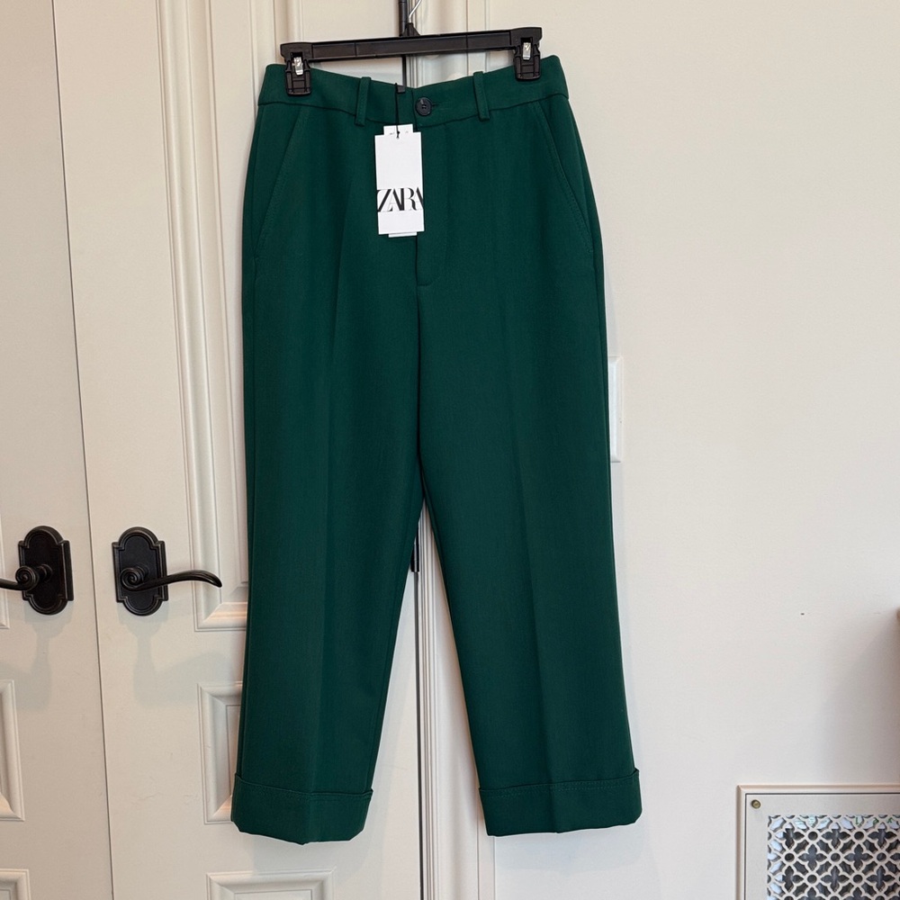 ZARA beautiful Deep Green ankle Dress Pants - XS NWT
